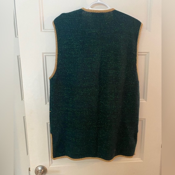 Jaclyn Smith Vintage button down festif cardigan without sleeve size L - Picture 4 of 15